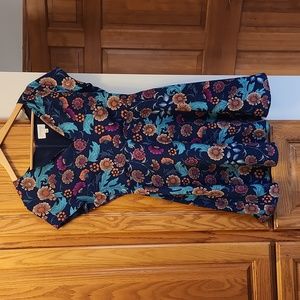 Floral V-Neck Dress - Blue and Orange